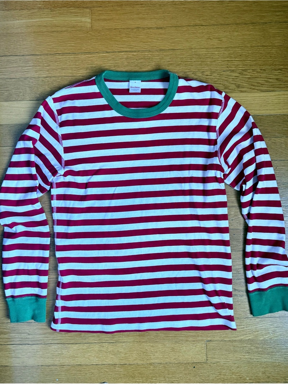 Hanna Andersson Red and White Striped Tee with Green Trim | organic Cotton